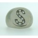 Anello chevalier con iniziale in argento 925%°